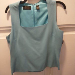 sleeveless Turquoise  Silk  square neck top